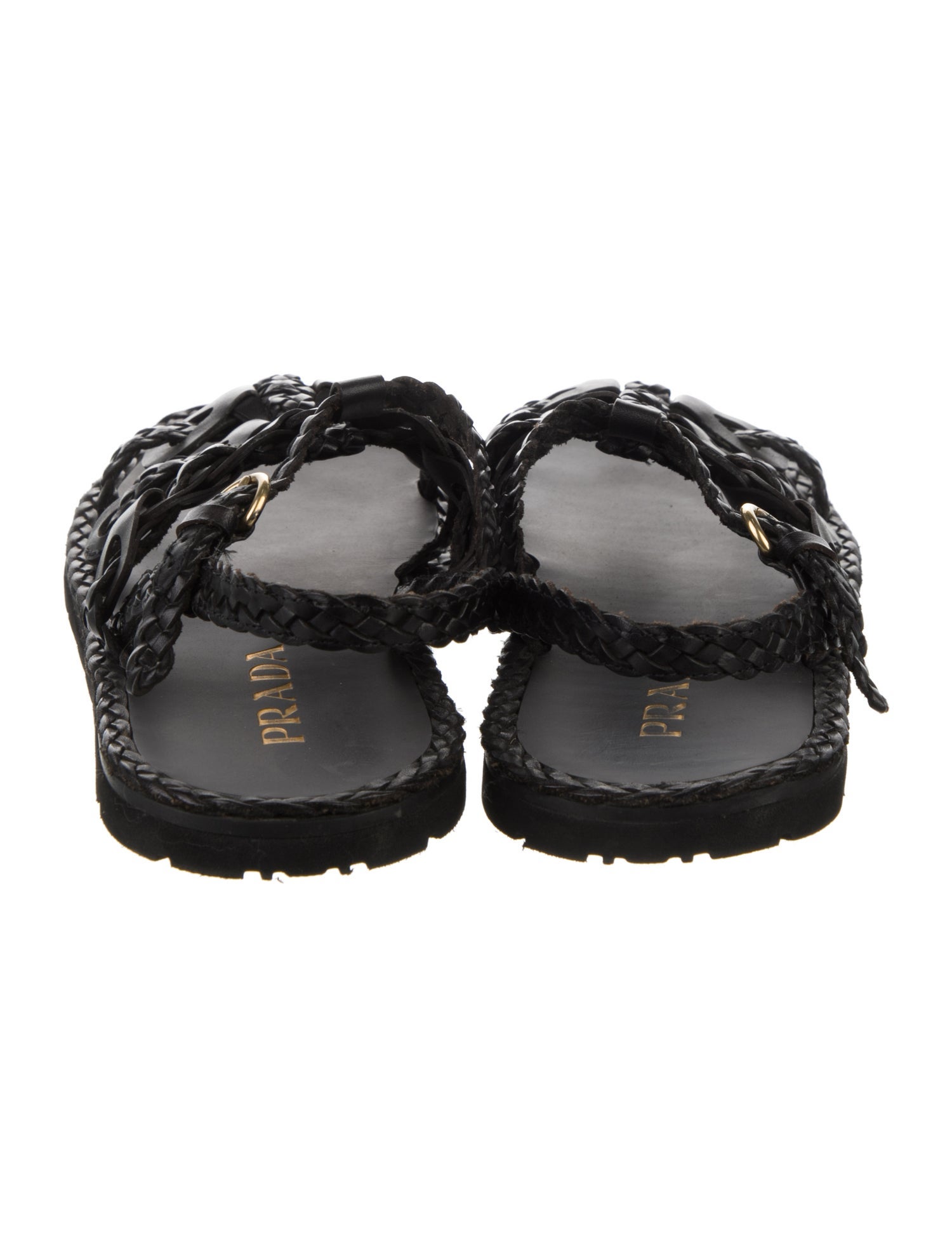 Prada Leather Braided Accents Gladiator Sandals